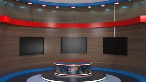 3d Model Tv Studio News Set Low Poly Vr Ar Low Poly Cgtrader