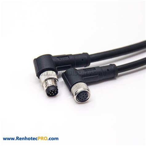 M8 Cable Connector 8 Pin Right Angle Male To Female A Code