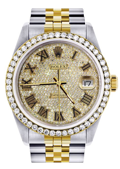 Diamond Gold Rolex Watch For Men 16233 36mm Full Diamond Roman Dia