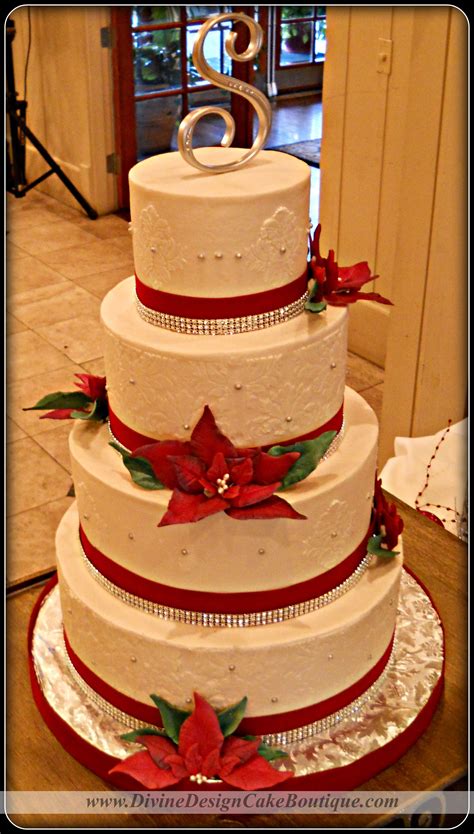 Poinsetta Christmas Wedding Cakes Christmas Wedding Cake Wedding