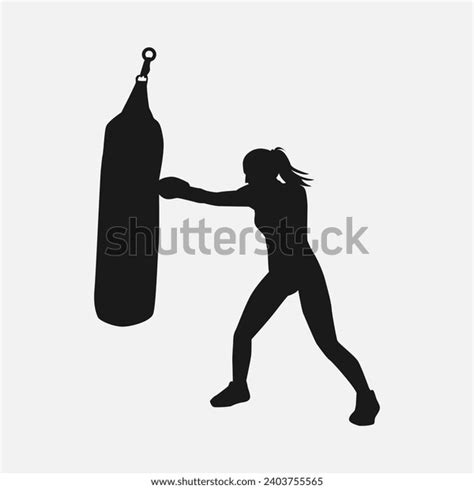 Silhouette Female Boxer Hitting Punching Bag Stock Vector Royalty Free