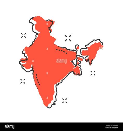 Cartoon Indien Karte Symbol Im Comic Stil Indien Abbildung Piktogramm