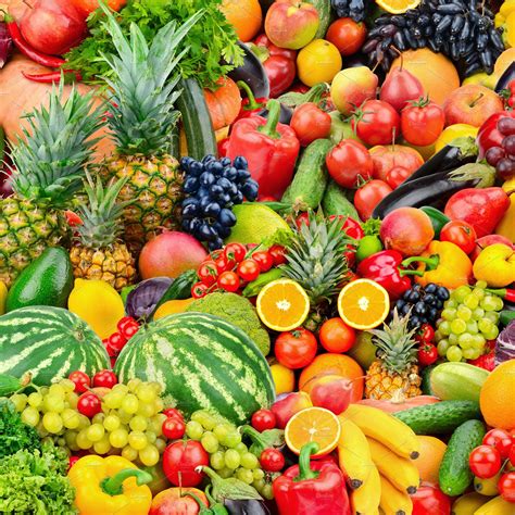 Assorted Fresh Ripe Fruits And Veget Background Stock Photos