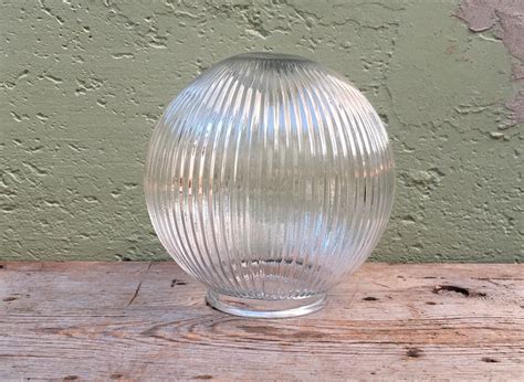 Ribbed Glass Globe Ceiling Light Vintage Farmhouse Kitchen Frosted Clear Ribbed Glass Globe