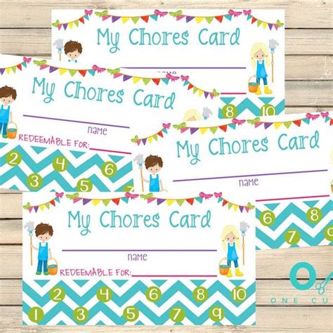 Chore Punch Card Printable Instant Download Printable Etsy Punch