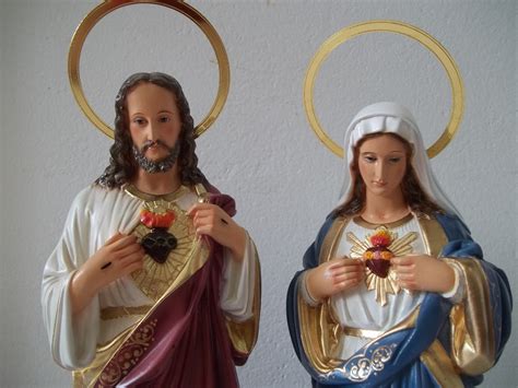 Oração para pedir ao senhor que nos livre de todo o mal. Sagrado Coração Jesus + Maria 30cm Calcário Resinado ...