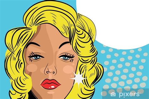 Sad Woman Beaitiful Face Comic Tattoo Style Retro Blond