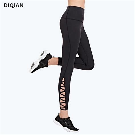 black cross straps yoga leggings women sports pants fitness gym capri pants running tights