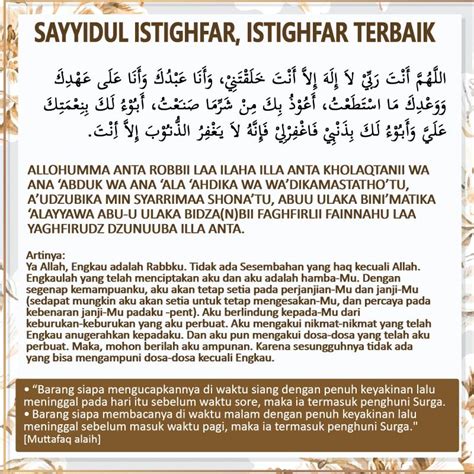 Bacaan Doa Sayyidul Istighfar Doa Mohon Ampunan Jelan
