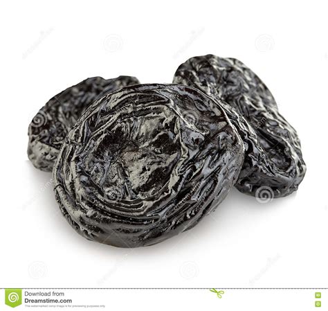 Raw Organic Prunes Dried Plums Smoked Prunes Close Up On A White