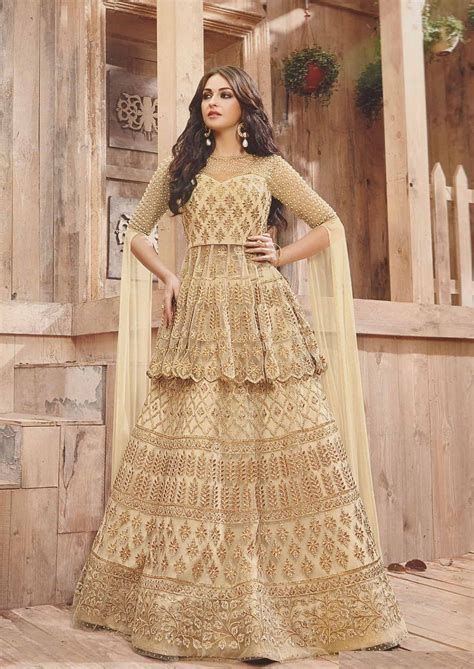 Buy Beige And Gold Wedding Lehenga Choli And Sharara 2 In 1 Suit In Uk Usa And Canada