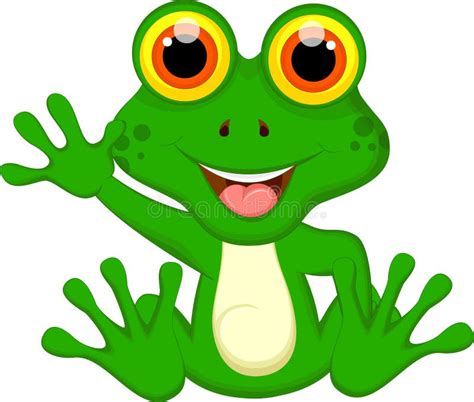 Cute Green Frog Cartoon Sitting Stock Illustration Illustration Of