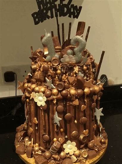 Cake Tall Birthday Chocolate Gold Glitter Drip