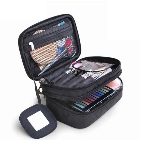 Buy Double Layer Zipper Cosmetic Bag Women Functional Travel Big Capacity
