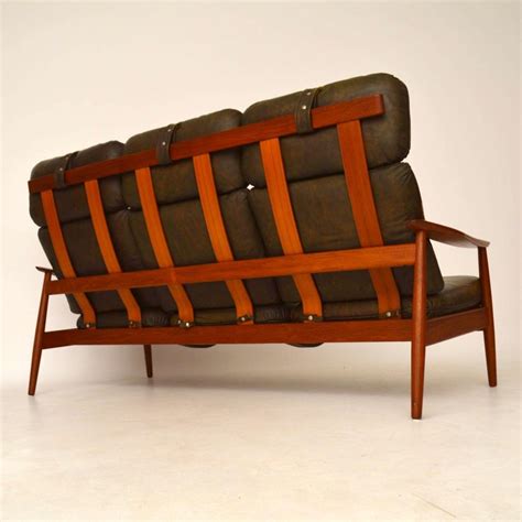 Danish Retro Teak And Leather Sofa By Arne Vodder Vintage 1960s