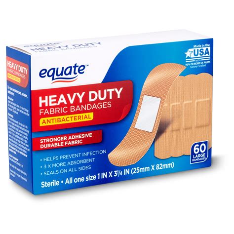 Equate Antibacterial Heavy Duty Fabric Bandages Large 60 Count