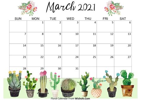 A landscape layout april 2021 calendar with holidays and next. Floral March 2021 Calendar Printable - Free Printable ...