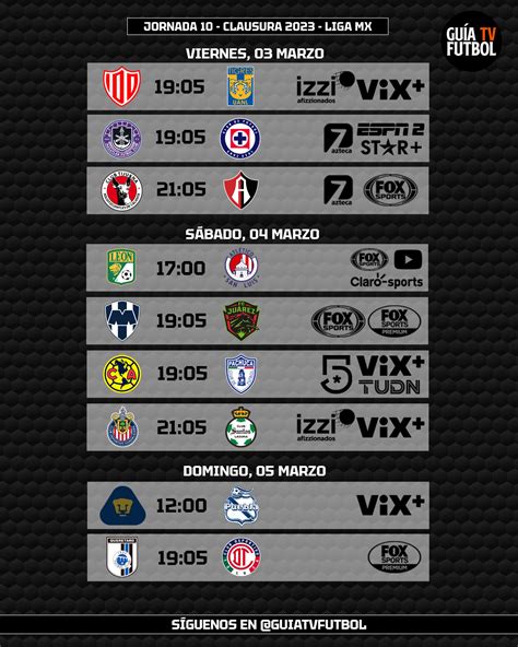 Jornada Liga MX Clausura Fútbol En Vivo México Guía TV Liga MX