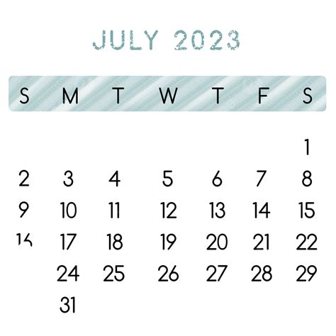 Calendar July 2023 Hd Transparent July 2023 Calendar July 2023
