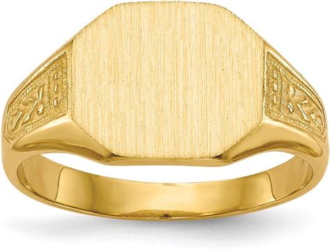 Diamond2deal Solid 14k Yellow Gold Mens Signet Ring Size 6