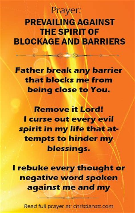 Prayer Against The Spirit Of Blockage And Barriers Spiritual Warfare