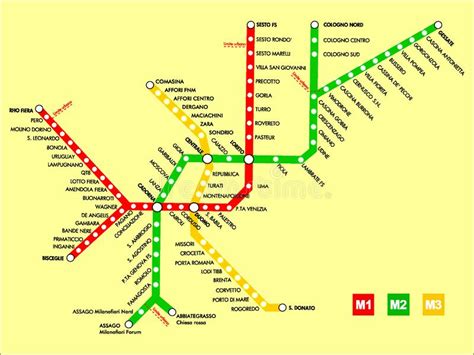 Immagine Dellillustrazione Di Una Mappa Della Metropolitana Di Milano