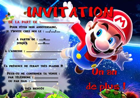 Carte Danniversaire Invitation Mario Élégant 5 Ou 12 Cartes Invitation