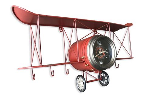 Red Airplane Wall Clock