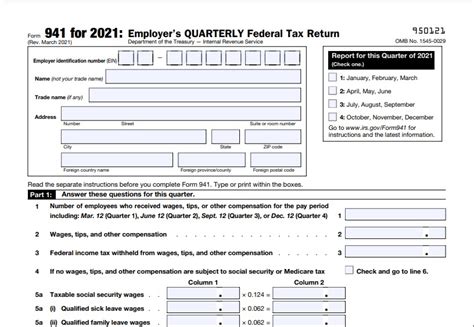 Form 941 Printable And Fillable Per Diem Rates 2021