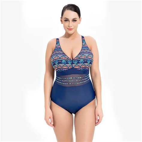Aindav New Plus Size 10xl One Piece Swimsuit Mesh Swimwear Women 2019 Monokini Swimsuit Print