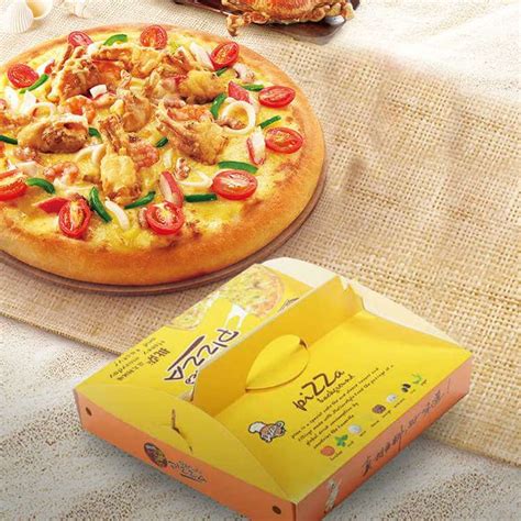 Wholesale Yellow Portable Pizza Takeaway Box White Card Pizza Box Food