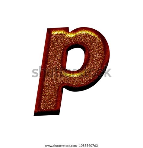 Chiseled Copper Metal Letter P Lowercase Stock Illustration 1085590763