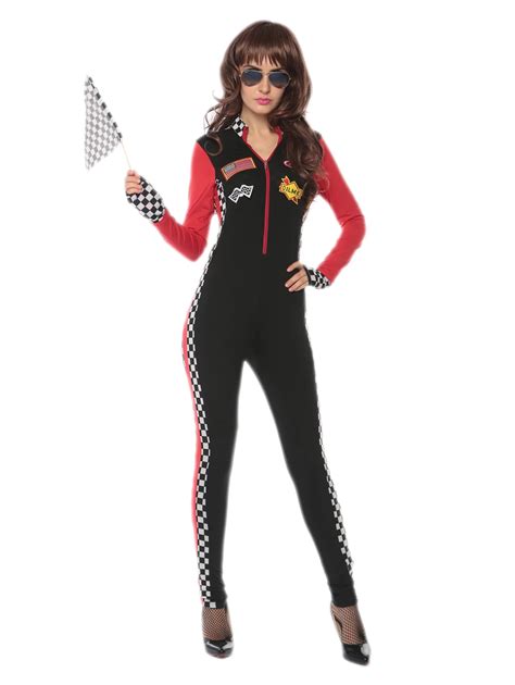 Sexy Racer Costume Womens Seductive Sexy Fancy Long Sleeves Race Girl Costumes Sexy Racer Women