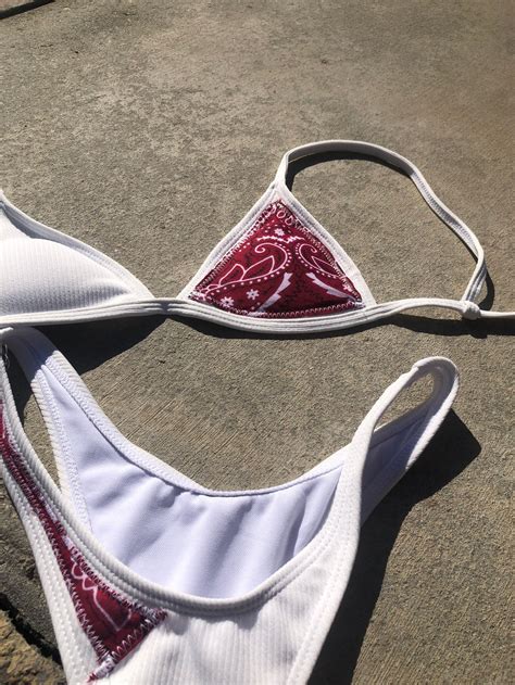 Red Bandana Bikini Etsy