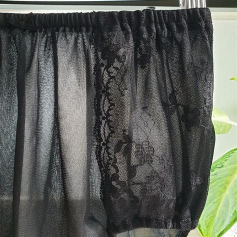 Vintage Sheer Panties Black Bikini Granny Nylon Lace Gem