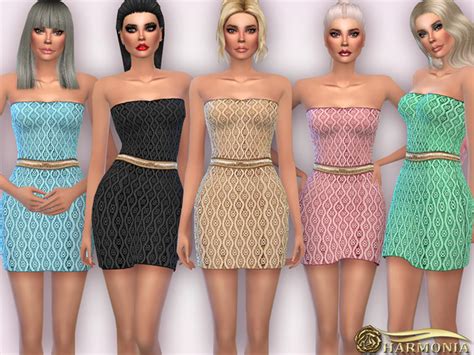 Variegated Lace Strapless Dress By Harmonia At Tsr Sims 4 Updates