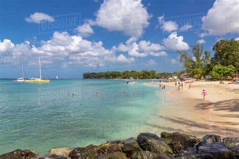 View Of Beach And Caribbean Sea At Holetown Barbados West Indies