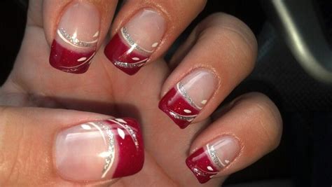 red french tip nails with design french false short nail tips fake nails art acrylic manicure