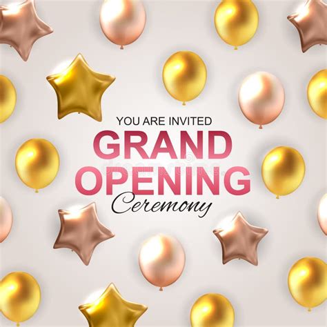 Grand Opening Card With Balloons Background Vector Illustration Stock