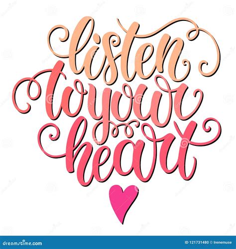 Listen To Your Heart Hand Lettering Doodle Background Inspiration