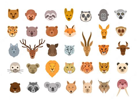 Premium Vector Collection Of Cute Animal Faces Big Set Of Cute Animal