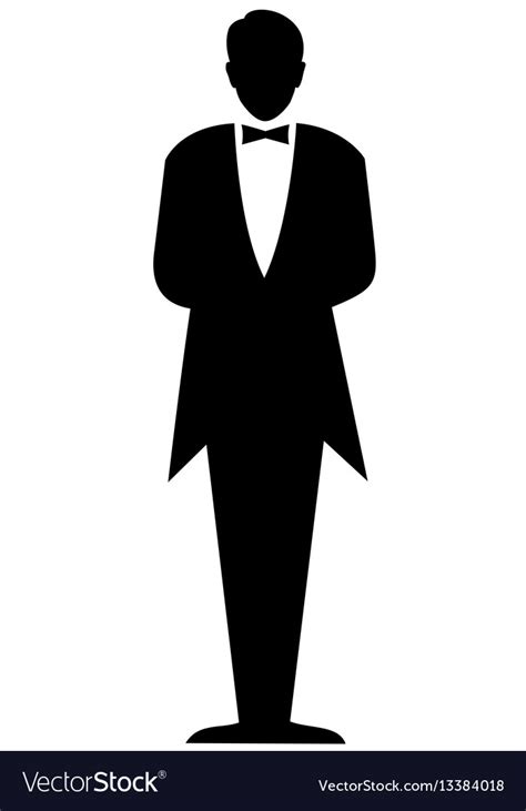 Barmen Waiter With Empty Tray Silhouette Vector Image