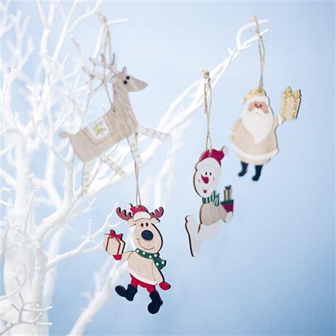 Christmas Tree Decorations Painted Santa Claus Elk Snowman Hanging