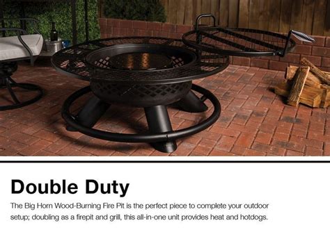 Big Horn 47 In W Black Steel Wood Burning Fire Pit At Wood