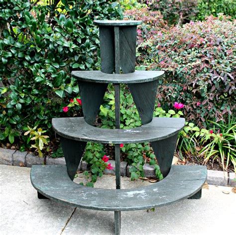 antique plant stand half round 3 tiers by vintagearcheology, $95.00