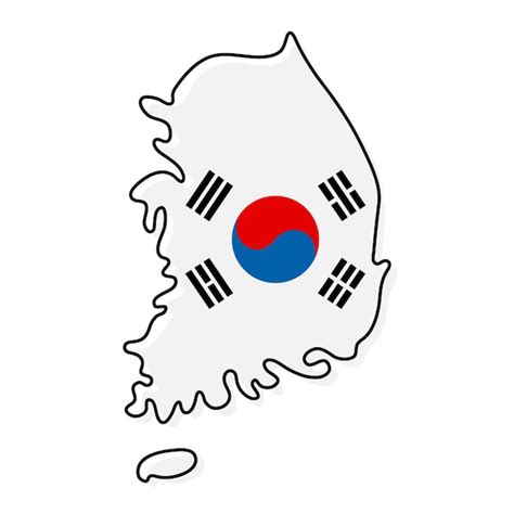 Premium Vector Stylized Outline Map Of South Korea With National Flag