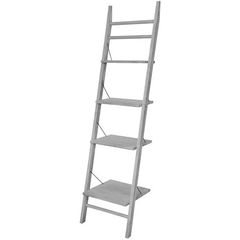 Narrow Washed Grey Ladder Display Shelves From Baytree Interiors