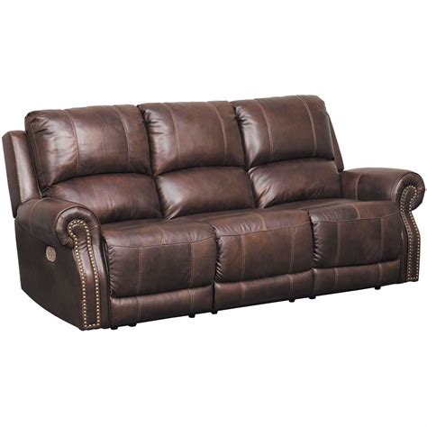 Buncrana Italian Leather Power Reclining Sofa With Adjustable Headrest