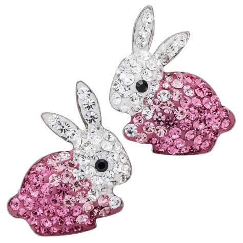 925 Sterling Silver Bunny Rabbit Stud Earrings Happy Easter Ornaments