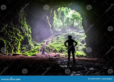 Female Silhouette In Cave Opening Editorial Stock Photo Image Of